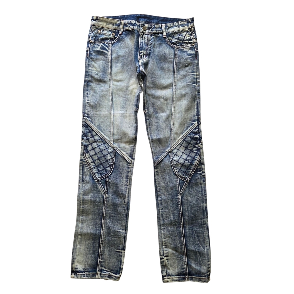 NWT SOSOO Straight Y2K 1971 Patchwork Denim Grunge Distressed Mens Jeans